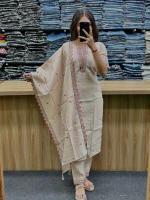 Elegant Embroidered Churidar Suit Set