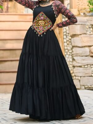 Black/RedGeometric Anarkali
