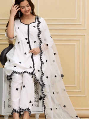 Elegant White Embroidered Kurta Set