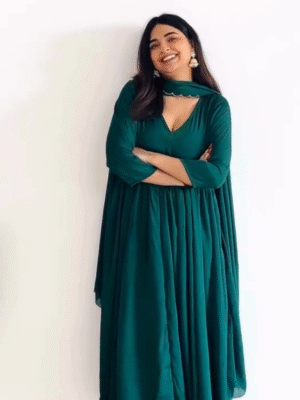 Festive Red Flared Kurta Set